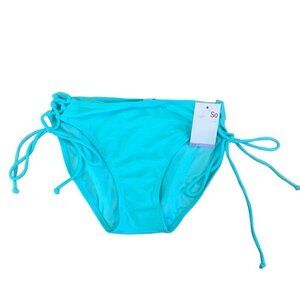 SO Junior Size XL Drawstring Hipster Bikini Bottom Swim Teal Green Nwt